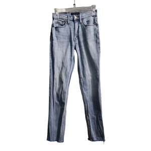 Aeropostale Mom Jeans Light Wash Distressed Raw Hem‎ High Rise Denim